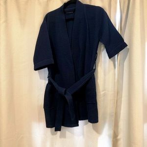 Waffle bathrobe navy blue